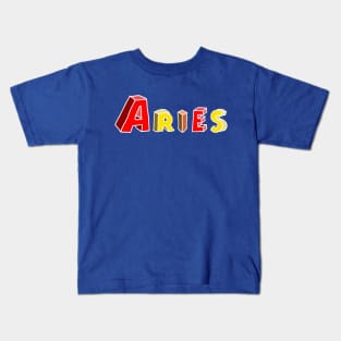 Aries Colorful Block Text Kids T-Shirt